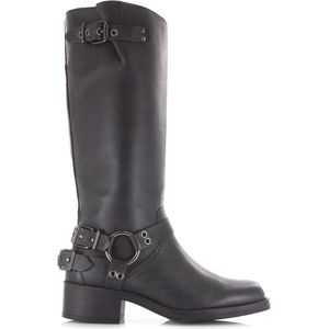 PS Poelman Leren Bikerboots Zwartgrijs