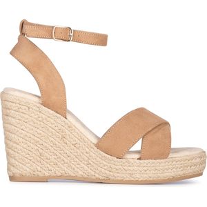 POSH by Poelman - Nola - Sandalen - Lichtbruin - Sleehak met Riemsluiting