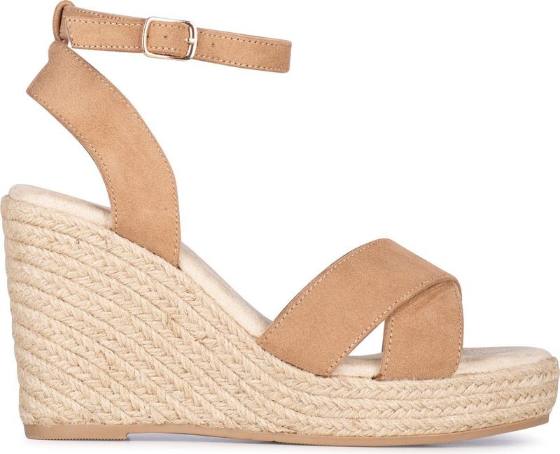 POSH by Poelman - Nola - Sandalen - Lichtbruin - Sleehak met Riemsluiting