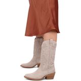 POSH by Poelman - JOYA Dames Westernlaarzen - Beige - Imitatie Suède