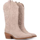 POSH by Poelman - JOYA Dames Westernlaarzen - Beige - Imitatie Suède