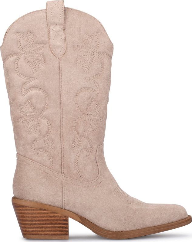 POSH by Poelman - JOYA Dames Westernlaarzen - Beige - Imitatie Suède