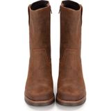 PS Poelman - Brave - Enkellaarsjes - Cognac - Blokhak - Leer