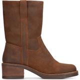 PS Poelman - Brave - Enkellaarsjes - Cognac - Blokhak - Leer