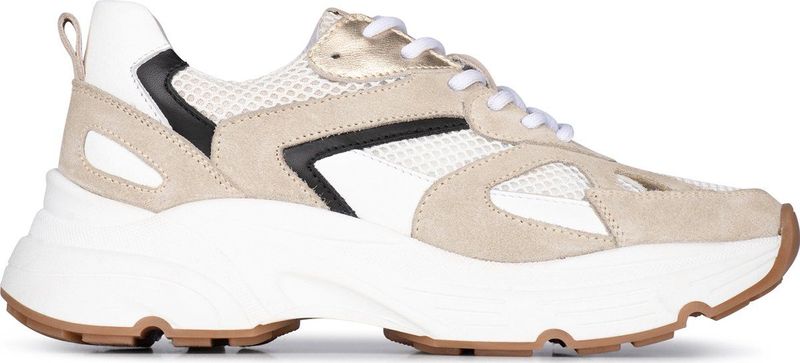 PS Poelman - Tokio - Sneakers - Beige/Wit - Leer - Vetersluiting