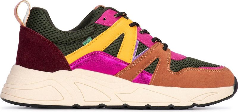 Posh by Poelman CAROCEL Dames Sneakers - Bordeaux oranje combinatie