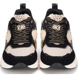 POSH by Poelman - Damessneaker - Zwart met Beige - Teddystof