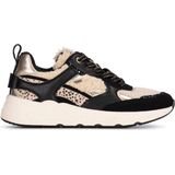 POSH by Poelman - Damessneaker - Zwart met Beige - Teddystof