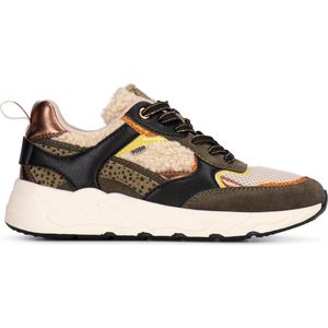 Posh by Poelman - MINION - Dames Sneakers - Legergroen - Imitatieleer