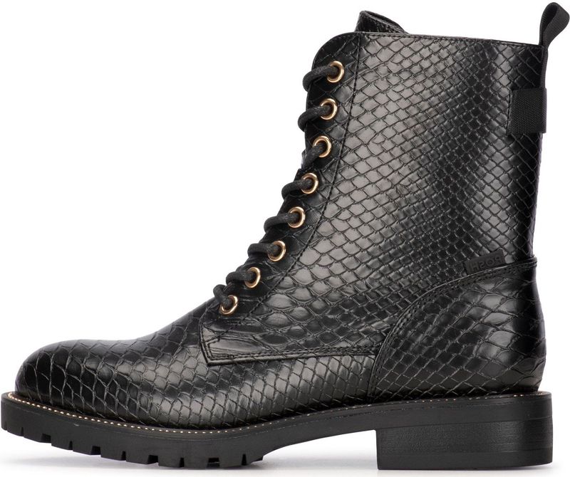 POSH by Poelman - Kiek - Veterboots - Zwart - Imitatieleer