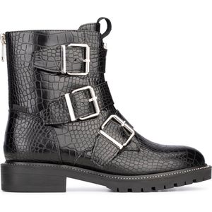Posh by Poelman - JANET - Enkellaars - Zwart met Dierenprint - Imitatieleer