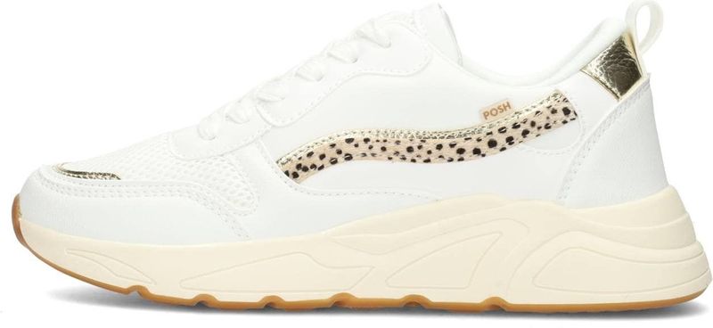 POSH by Poelman - Charlie - Sneaker - Wit met Luipaardprint - Textiel