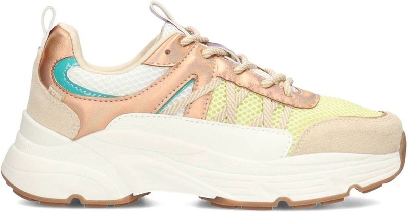 POSH by Poelman AYOKI Sneakers - Geel - Stof en Imitatie Leer