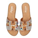 POSH by Poelman MAY Slippers - Bruin - Imitatieleer - Platte Zool
