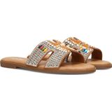 POSH by Poelman MAY Slippers - Bruin - Imitatieleer - Platte Zool