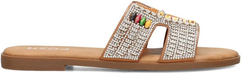 POSH by Poelman MAY Slippers - Bruin - Imitatieleer - Platte Zool