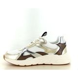 POSH by Poelman Kae - Sneakers - Goud/Wit - Textiel/Imitatieleer