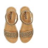 POSH by Poelman - Sandaal - Zwart - Textiel - Klittenbandsluiting