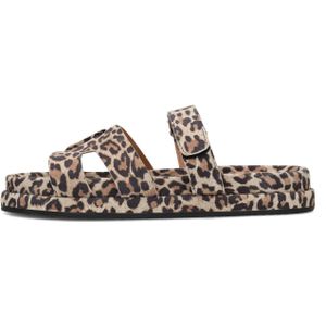 PS Poelman - Mag - Suède Slippers - Panterprint - Beige/Zwart