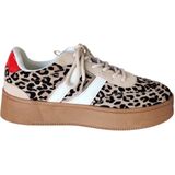 POSH by Poelman - LILLY - Dames Sneakers - Panterprint - Rood Detail