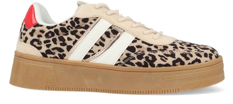 POSH by Poelman - LILLY - Dames Sneakers - Panterprint - Rood Detail