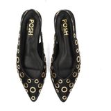 POSH by Poelman - JULIE - Slingbacks - Zwart - Platte Zool - 2 cm Hoogte