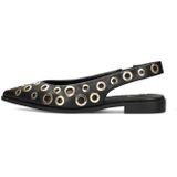POSH by Poelman - JULIE - Slingbacks - Zwart - Platte Zool - 2 cm Hoogte