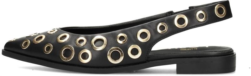 POSH by Poelman - JULIE - Slingbacks - Zwart - Platte Zool - 2 cm Hoogte