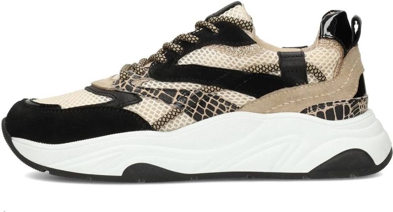 PS Poelman leren sneakers beige/zwart