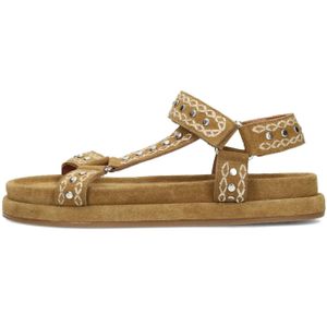 Sandalen - Suède - Gevoerd - Velcro Sluiting - Middelhoge Hak