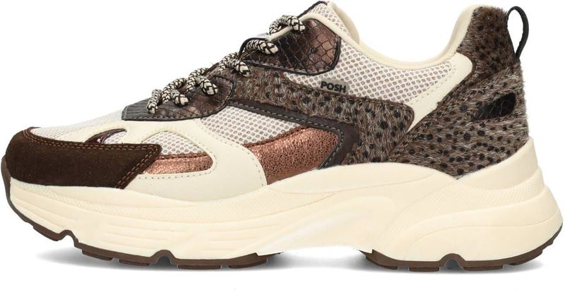 POSH by Poelman - Ayoki - Sneakers - Bruin met Dierenprint - Chunky Zool 4 cm