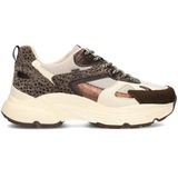 Poelman - Posh - Lage Sneakers - Bruin - Dierenprint