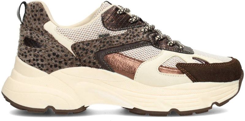 Poelman - Posh - Lage Sneakers - Bruin - Dierenprint