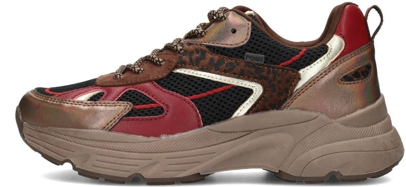 POSH by Poelman - AYOKI - Sneakers - Beige / Bruin / Rood / Zwart