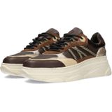 PS Poelman - JANA - Dames Sneakers - Bruin met Beige - Chunky Zool - 5 cm
