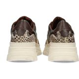 PS Poelman - JANA - Dames Sneakers - Bruin met Beige - Chunky Zool - 5 cm