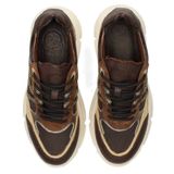 PS Poelman - JANA - Dames Sneakers - Bruin met Beige - Chunky Zool - 5 cm