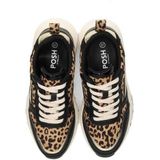 PS Poelman - Gigi 02 - Sneakers - Leopardprint - Zwart - Dikke Witte Zool