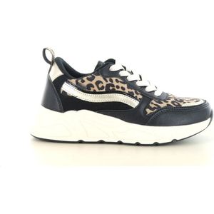 PS Poelman - Gigi 02 - Sneakers - Leopardprint - Zwart - Dikke Witte Zool