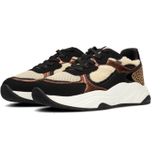 POSH by Poelman - MACY - Dames Sneakers - Zwart - Beige/Wit - Panterdetail