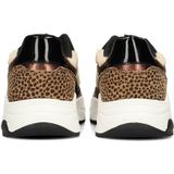 POSH by Poelman - MACY - Dames Sneakers - Zwart - Beige/Wit - Panterdetail