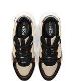 POSH by Poelman - MACY - Dames Sneakers - Zwart - Beige/Wit - Panterdetail