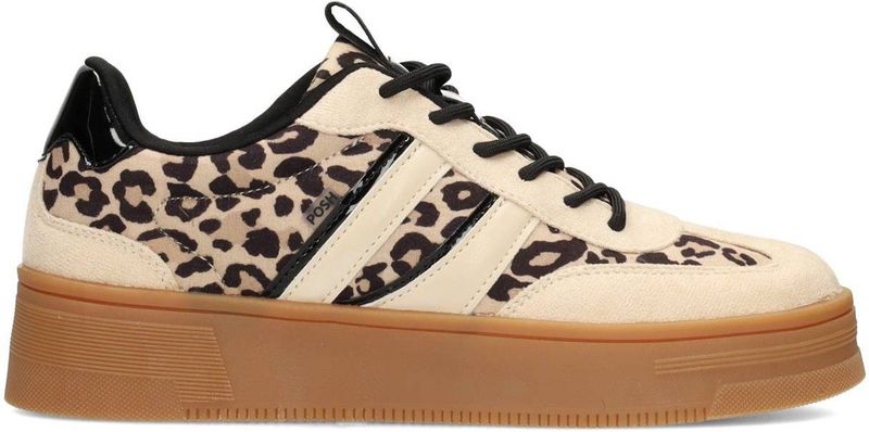 POSH by Poelman - LILLY - Dames Sneaker - Luipaardprint - Chunky Zool