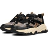 Posh by PS Poelman - C18582 - Sneakers - Beige - Met Zwarte en Snake-achtige Accenten