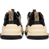 Posh by PS Poelman - C18582 - Sneakers - Beige - Met Zwarte en Snake-achtige Accenten