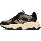 Posh by PS Poelman - C18582 - Sneakers - Beige - Met Zwarte en Snake-achtige Accenten