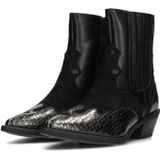 POSH by Poelman - ROXI - Enkellaarsjes - Zwart - Imitatieleer met Croco-structuur