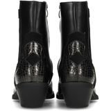 POSH by Poelman - ROXI - Enkellaarsjes - Zwart - Imitatieleer met Croco-structuur