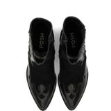 POSH by Poelman - ROXI - Enkellaarsjes - Zwart - Imitatieleer met Croco-structuur