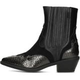 POSH by Poelman - ROXI - Enkellaarsjes - Zwart - Imitatieleer met Croco-structuur